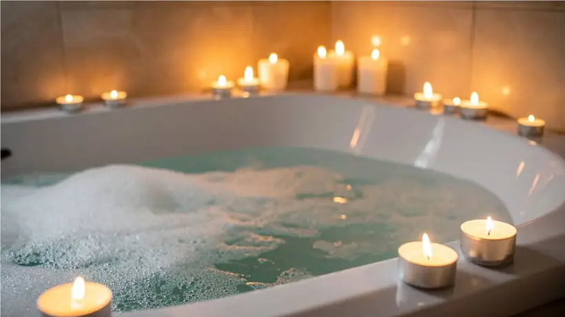 Bain aux bougies — douceur du soir
